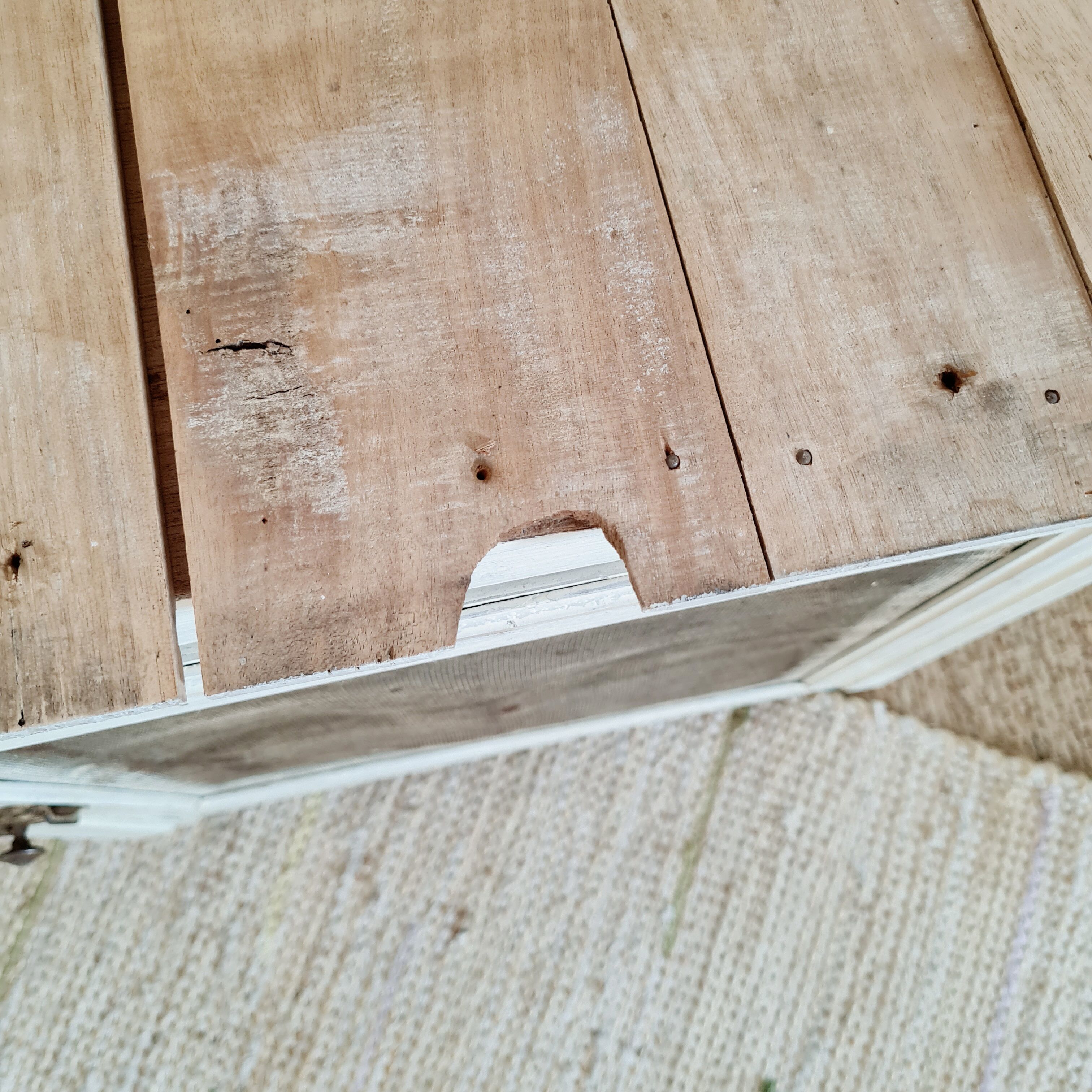 Wooden pantry and white mesh