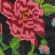 Tapis en laine roumaine tissé à la main avec fleurs roses sur fond noir