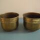 Duo of miniature brass flower pots, Unis France vintage brass flower pots