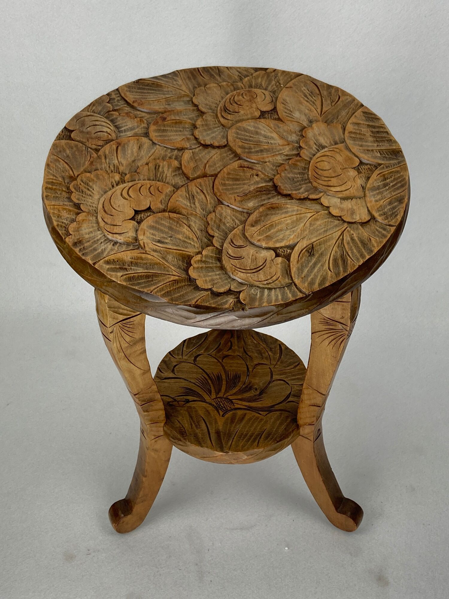 Antique Japanese hand carved side table, Liberty London ca 1905