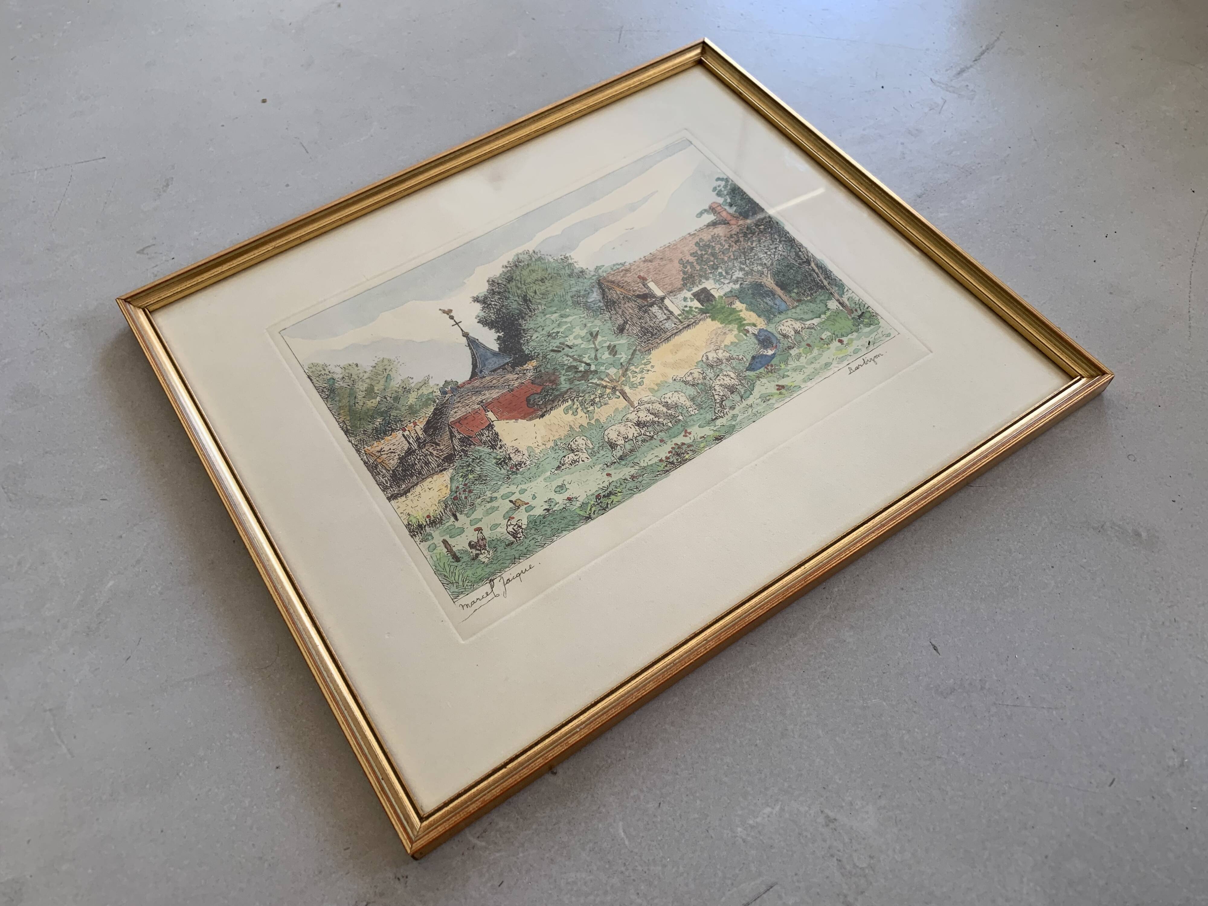 Antique print Marcel Jacque, Barbizon