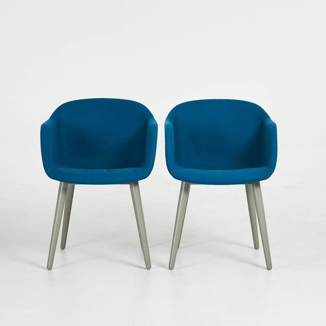 Iskos-Berlin for Muuto — “Fiber” Armchairs (Pair) — Grey Textile Upholstery