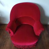Lot de 2 fauteuils crapauds en velours rouge