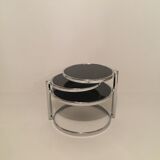 3-plate swivel coffee table in 1970s glass and chrome