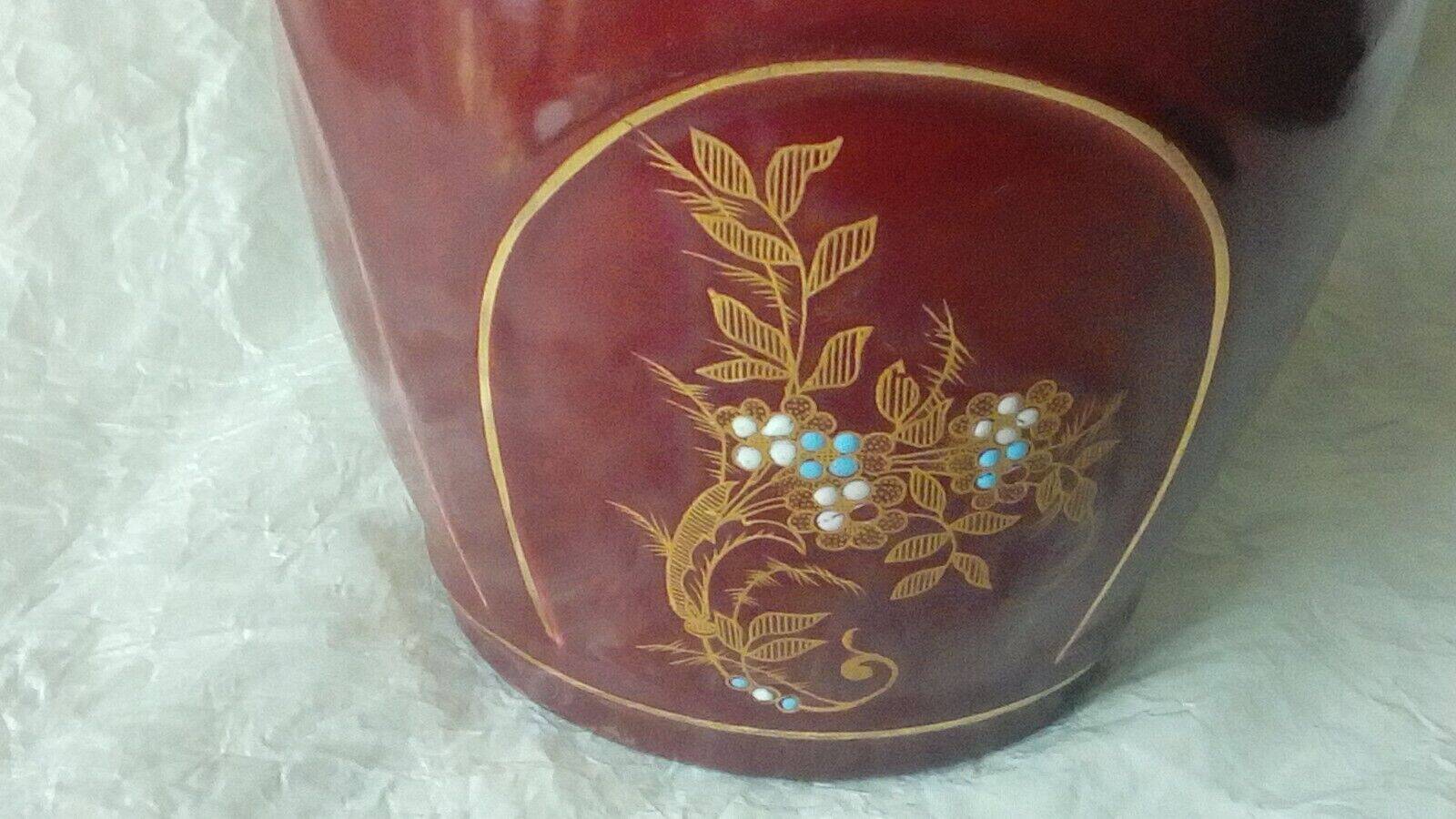 Cache pot en faience fives lille decor emaille epoque art nouveau