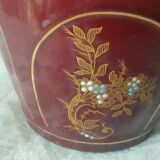 Fives lille earthenware planter with enamel decor, art nouveau period