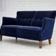 1960s, Danish 2-seater sofa. dark blue furniture velour.