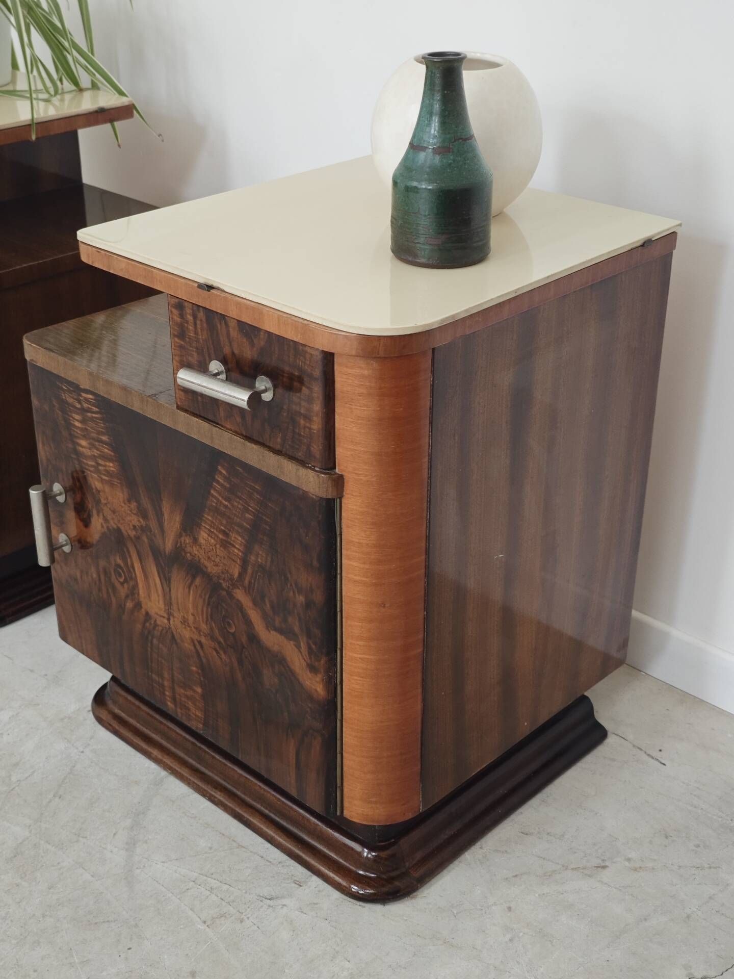 Pair of bedside tables by Jindrich Halabala for Up Zavody art deco 1950