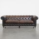 Cowhide Leather 3-Seater Chesterfield Sofa