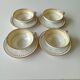 4 cups with 4 saucers Limoges, fine porcelain, coffee cups, white, light green, gold