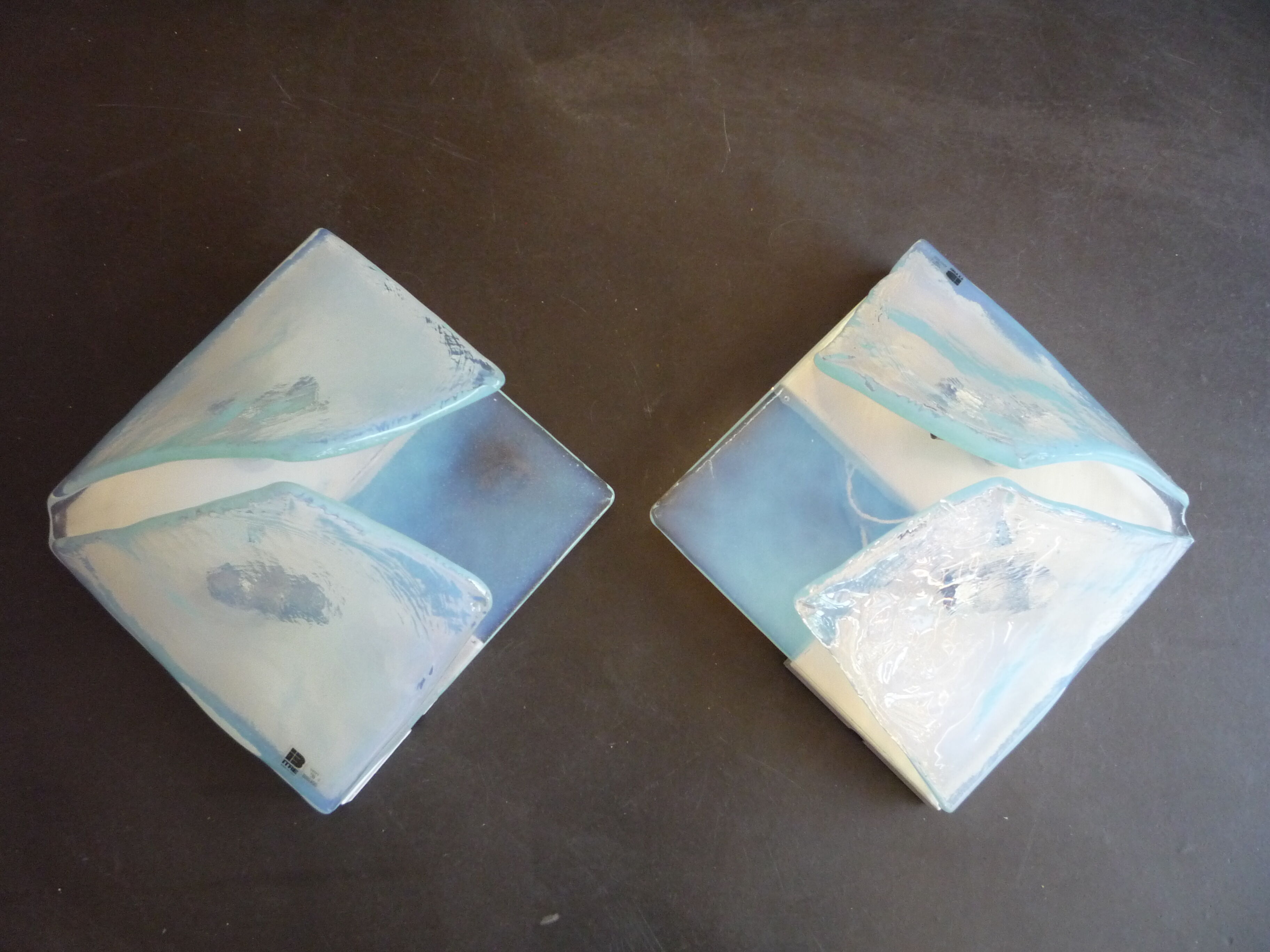 Pair of opalescent glass sconces by Carlo Nason