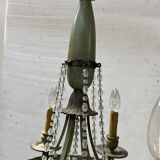 Empire style chandelier with tassels and patinated sheet metal, 20th century