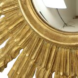 Large Wooden Sun Mirror Sunburst Butler XL Mirror Gold 70cm