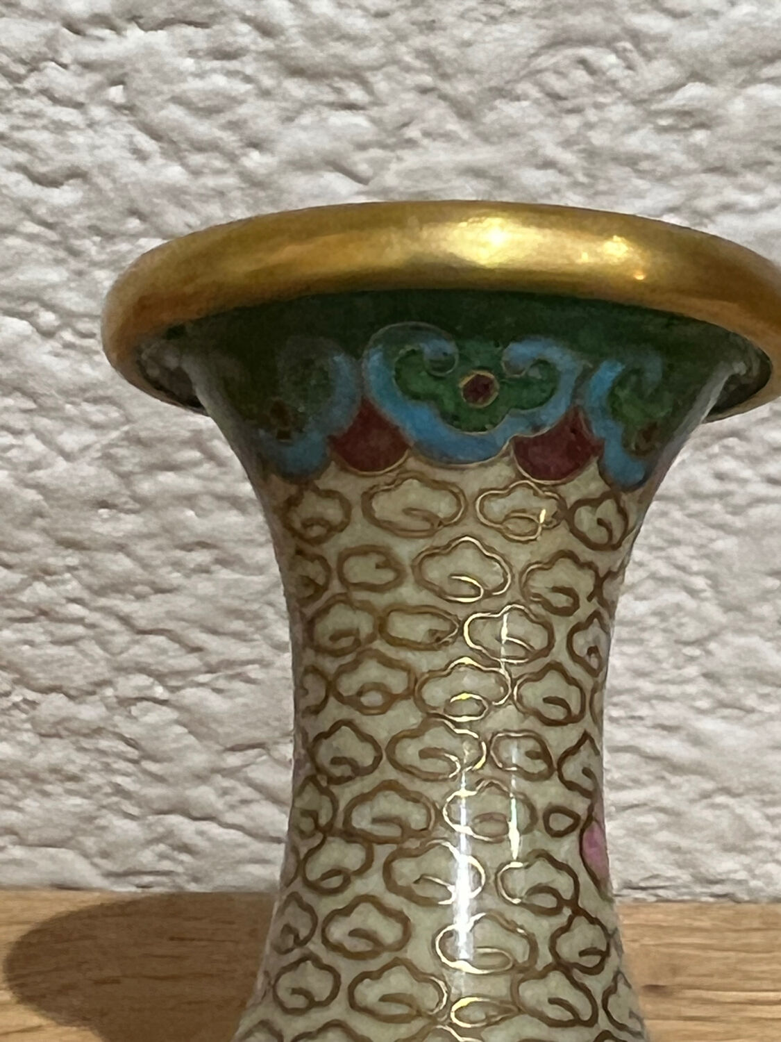 Antique vase with cloisonné enamel in brass