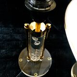 Pair of metacrilic lamps and gold structure