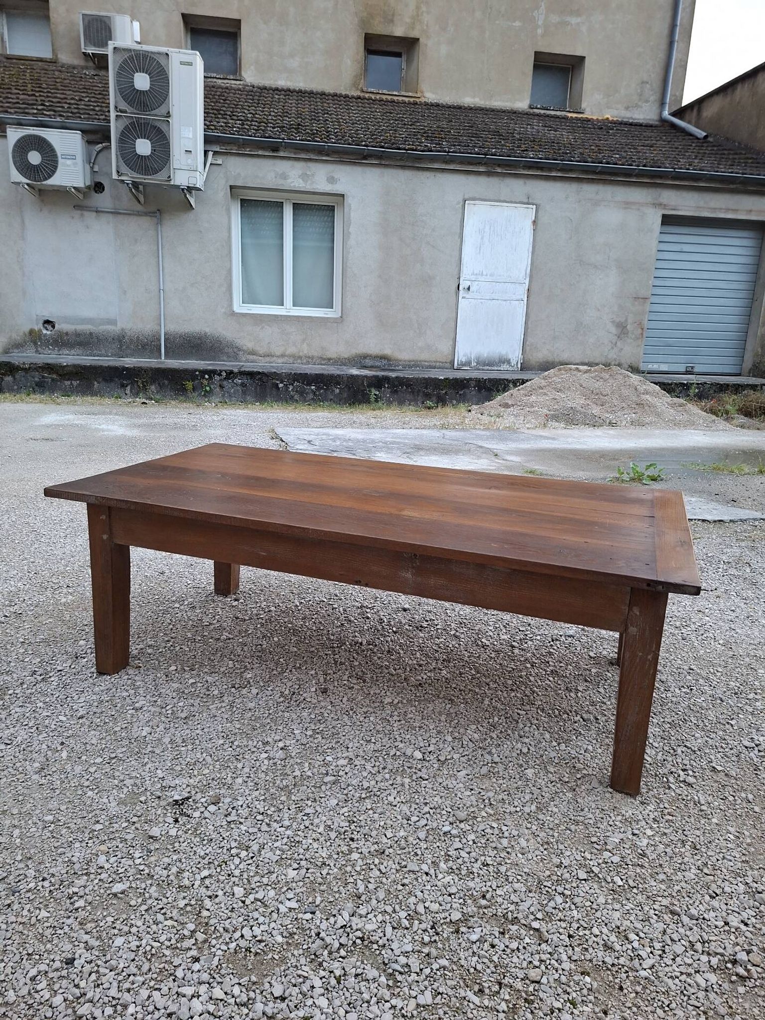 Table basse de ferme rustique ancienne un tiroir -1m42