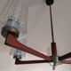 Chandelier with 5 branches in teak and brass, Scandinavian design.