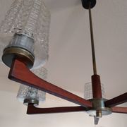 Lustre 5 branches teck et laiton design scandinave