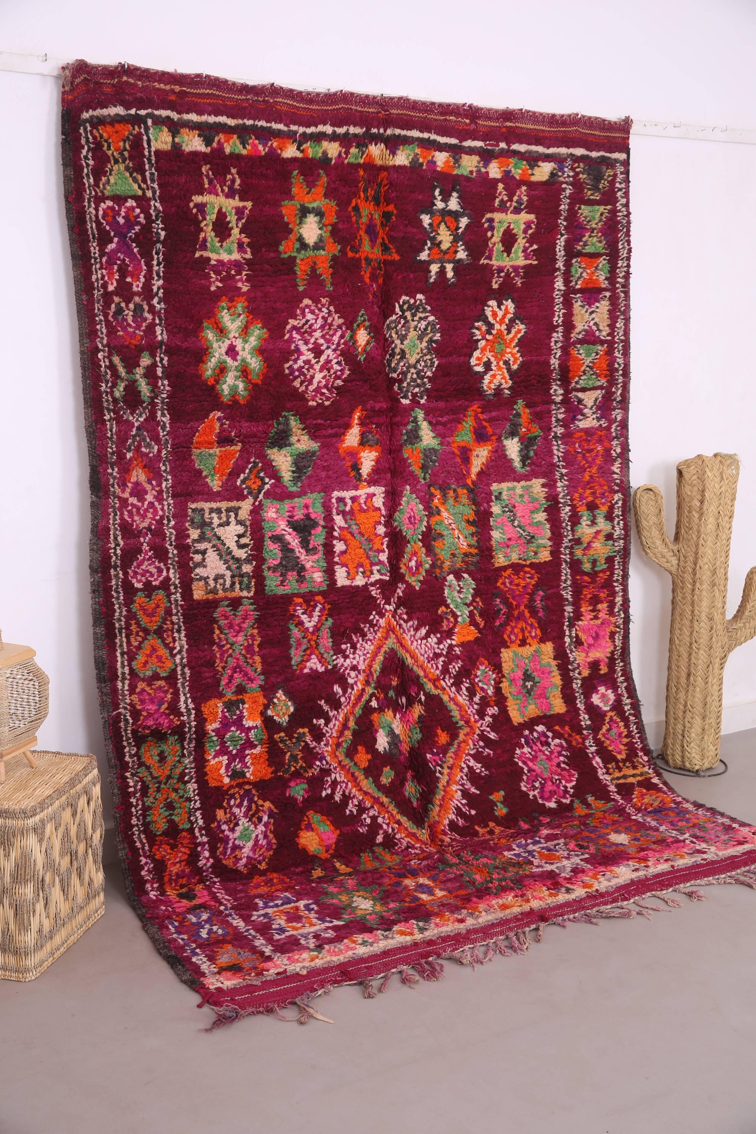 Tapis marocain bourgogne 177 x 261 cm - Tapis berbère vintage - Tapis en laine fait main