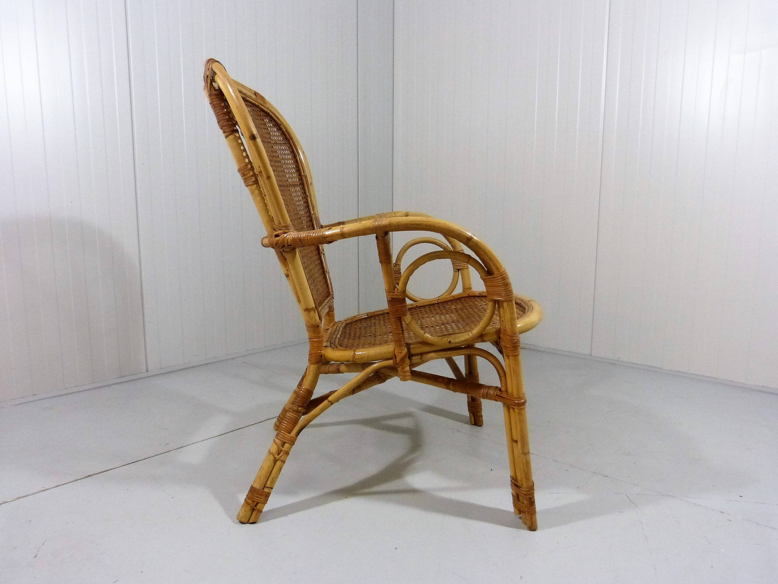 Italian rattan chair 1970's