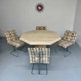 Table de repas en travertin épais design italien des années 70 vintage