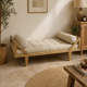Banquette lit d’appoint bois et tissu