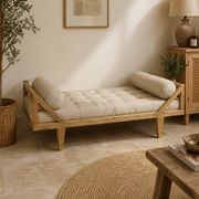 Banquette lit d’appoint bois et tissu