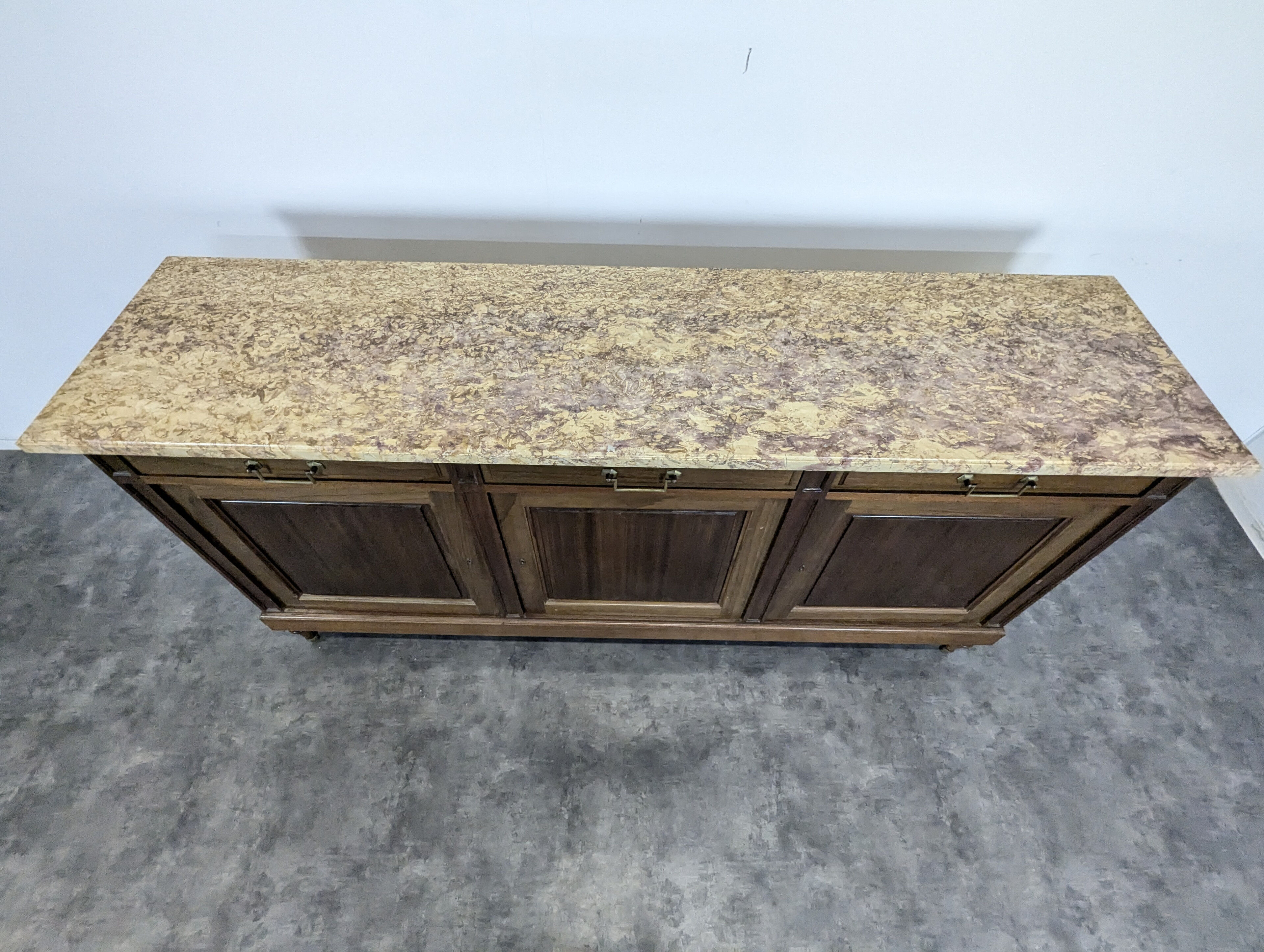 Mahogany and breccia marble sideboard