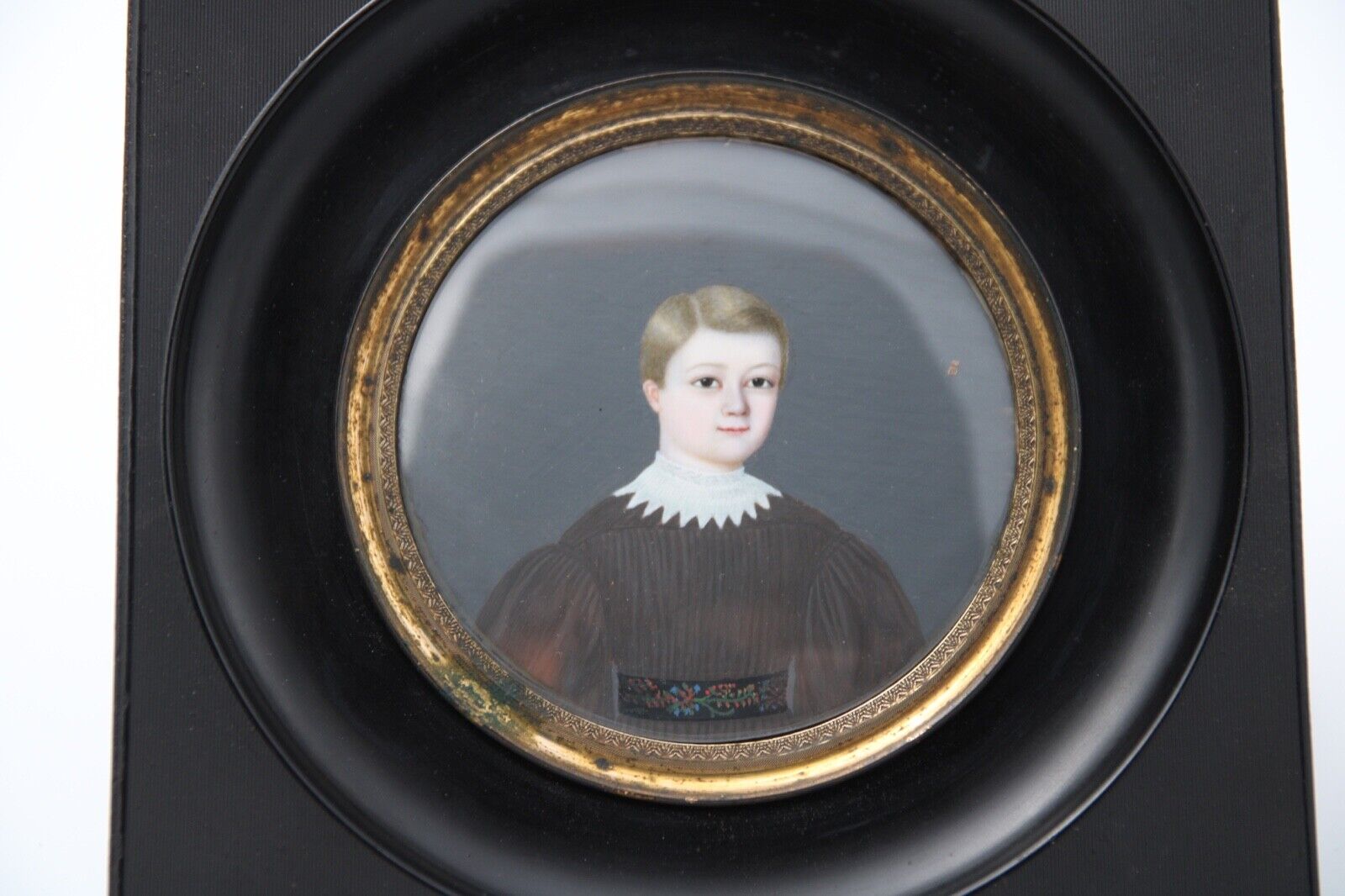Miniature by p martin young child charles martin 1836 blackened frame