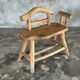 Small brutalist bench with backrest and armrests in Asian blonde teak H67 L6