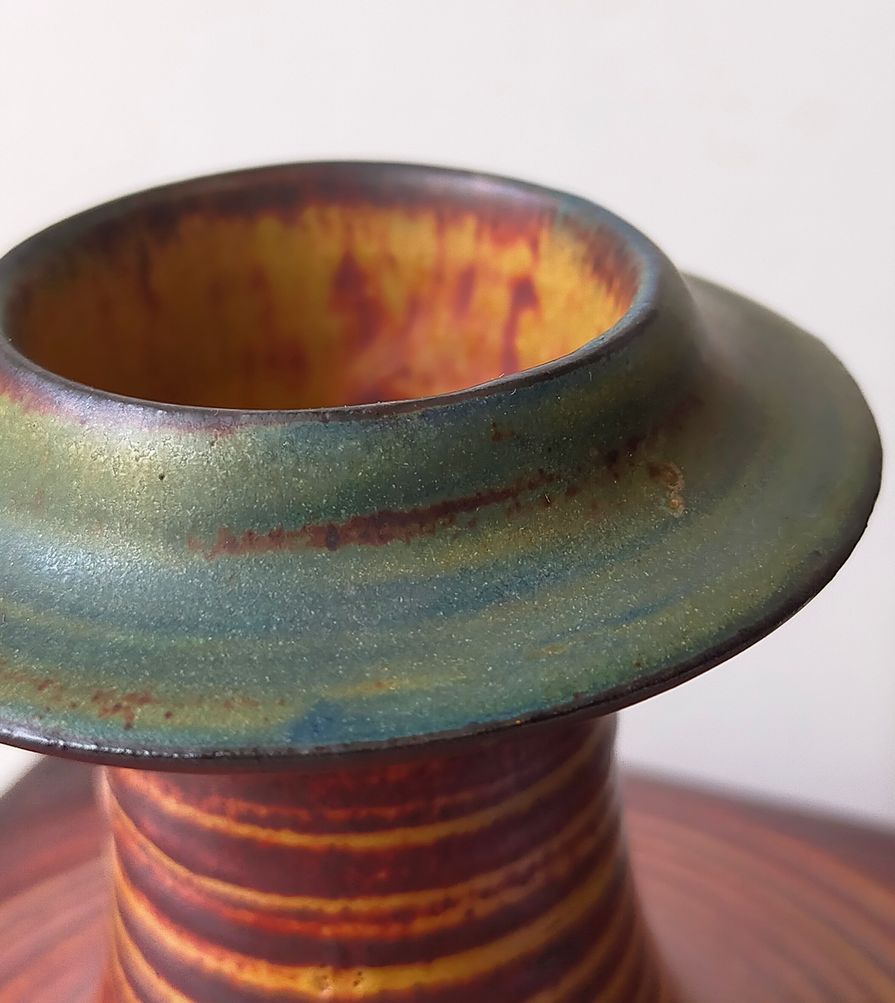 Vintage Scandinavian enamelled earth soliflore vase