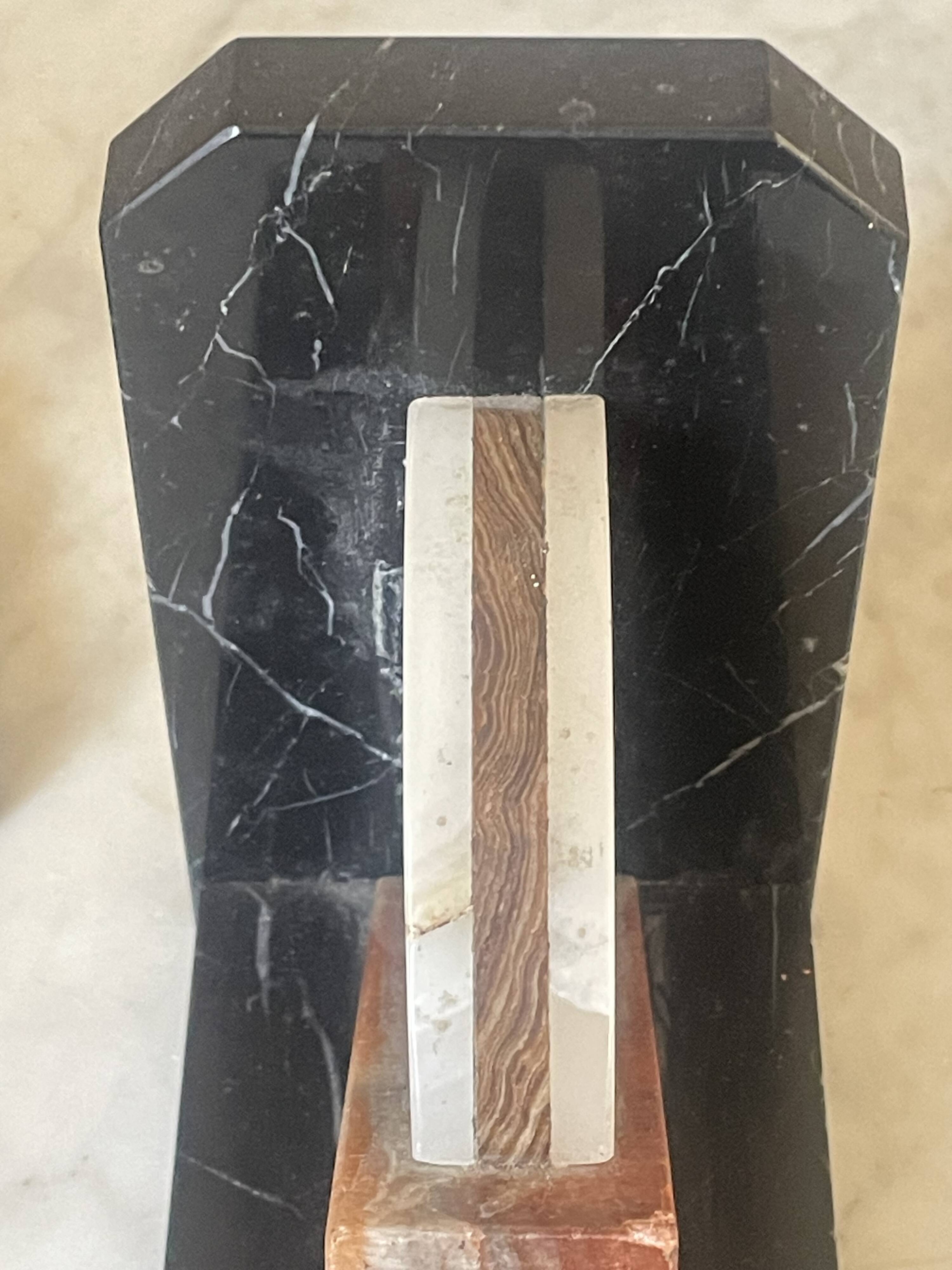 Pair of marble and onyx Art Deco bookends