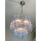 Contemporary Sky-Blue Italian Murano Glass “Tronchi” Chandelier