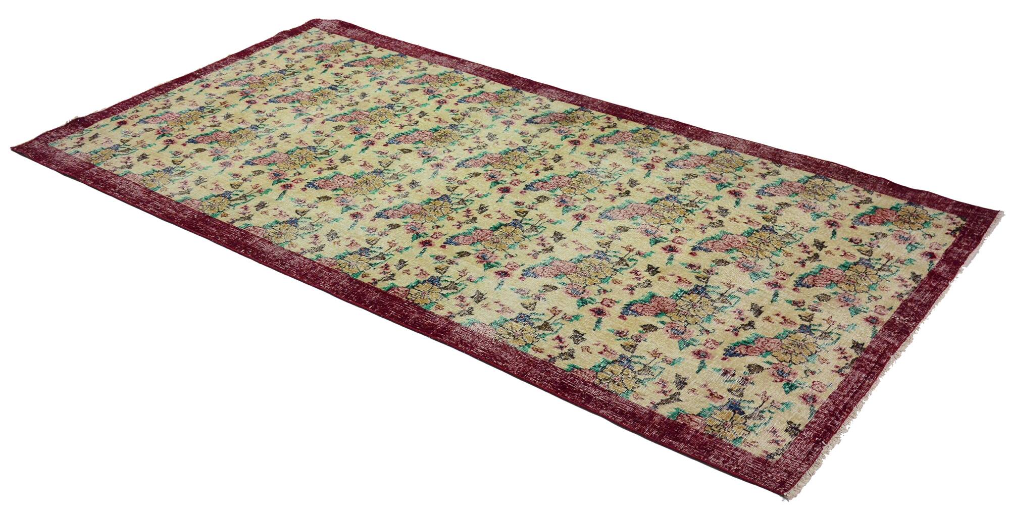 One-of-a-kind turkish handwoven vintage rug - rustic vintage charm 296x 150 cm