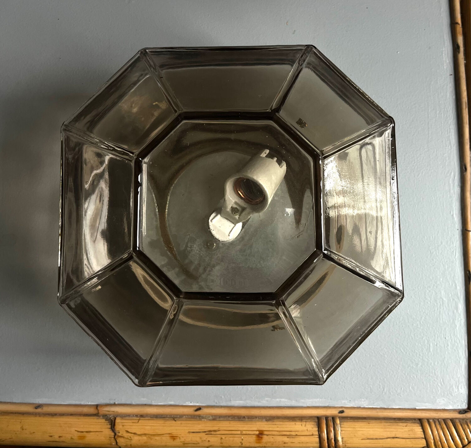 Italian smoked glass ceiling light Space Age