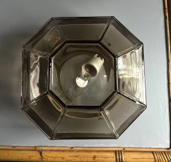 Plafonnier italien verre fumé Space age