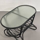 Table basse en rotin noir  et verre