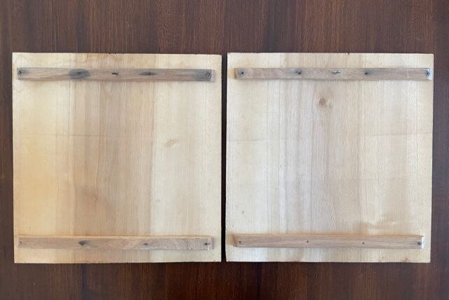 Duo of panels Imigongo carved wood Rwanda 1970