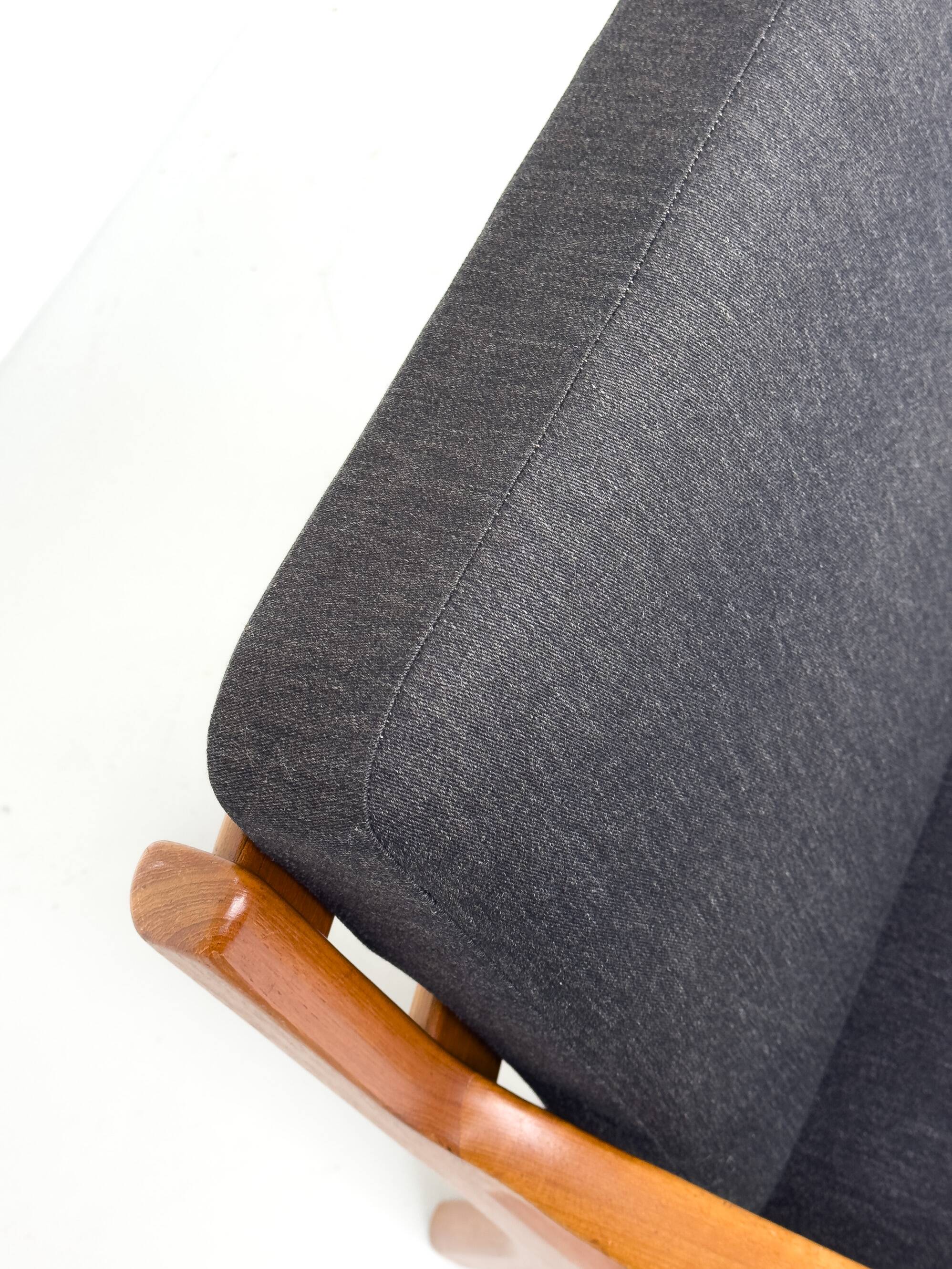 Senator Lounge Chair and Ottoman in Teak and Wool by Ole Wanscher for P. Je