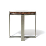 Art-deco style side table in palm wood and steel base