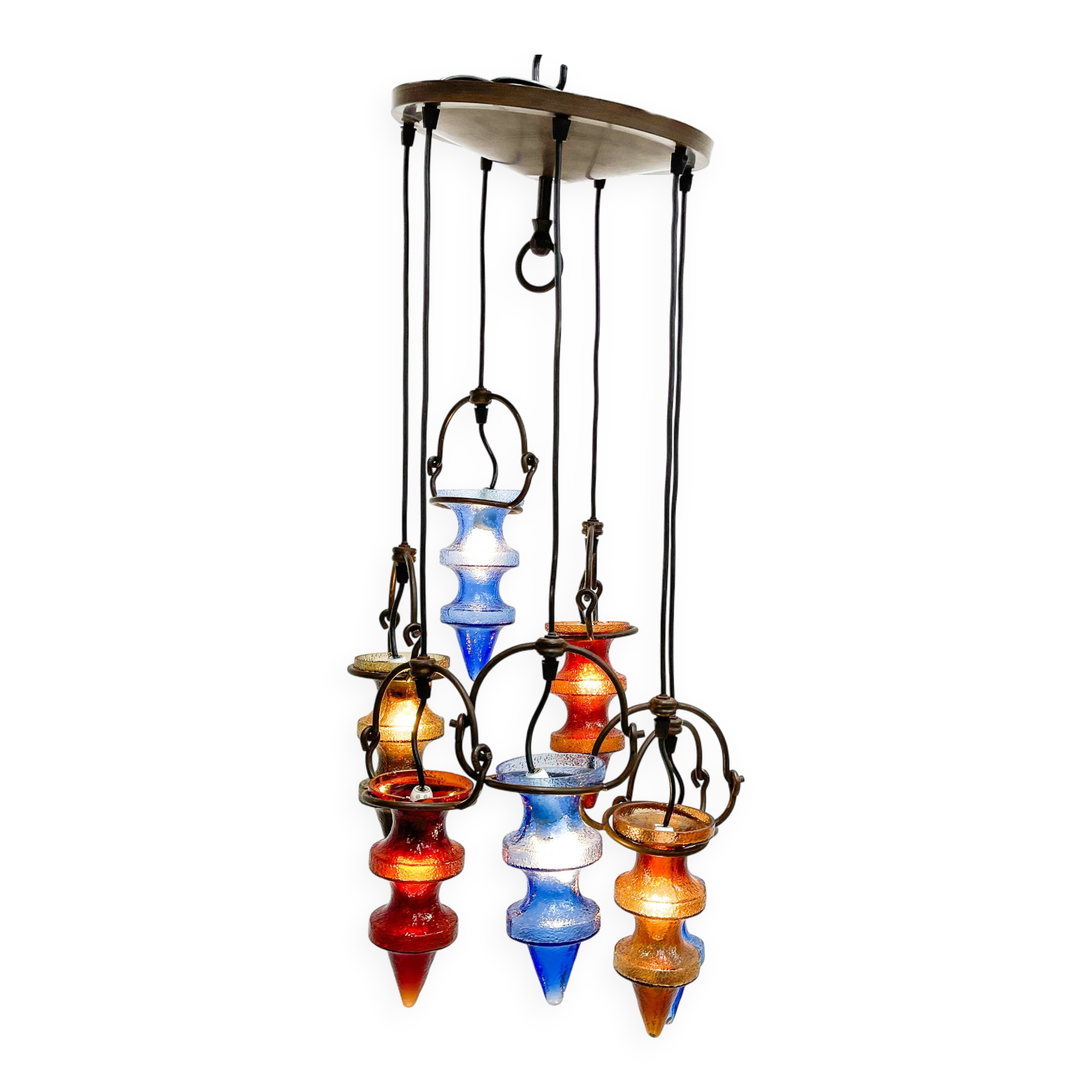 Colorful glass chandelier by Nanny Still for Massive