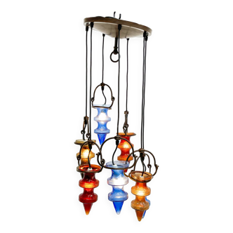 Colorful glass chandelier by Nanny Still for Massive