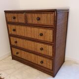 Commodity in rattan 5 drawers