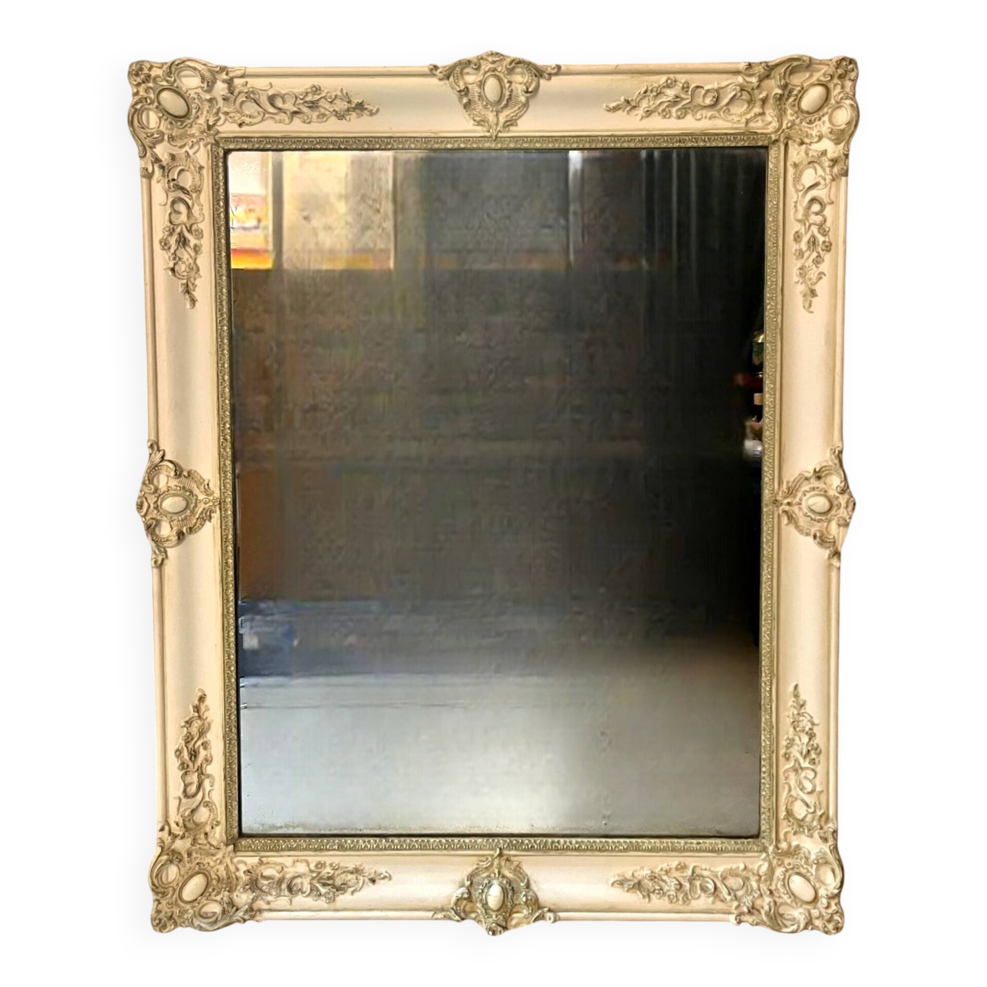 Large patinated wooden wall mirror Restoration 19th century