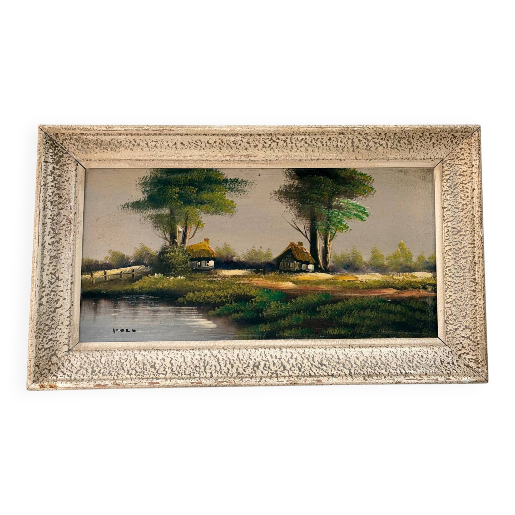Oil on canvas Countryside Landscape - Polo (40 x 70 cm)