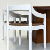 Set of two Carimate chairs by Vico Magistretti in white