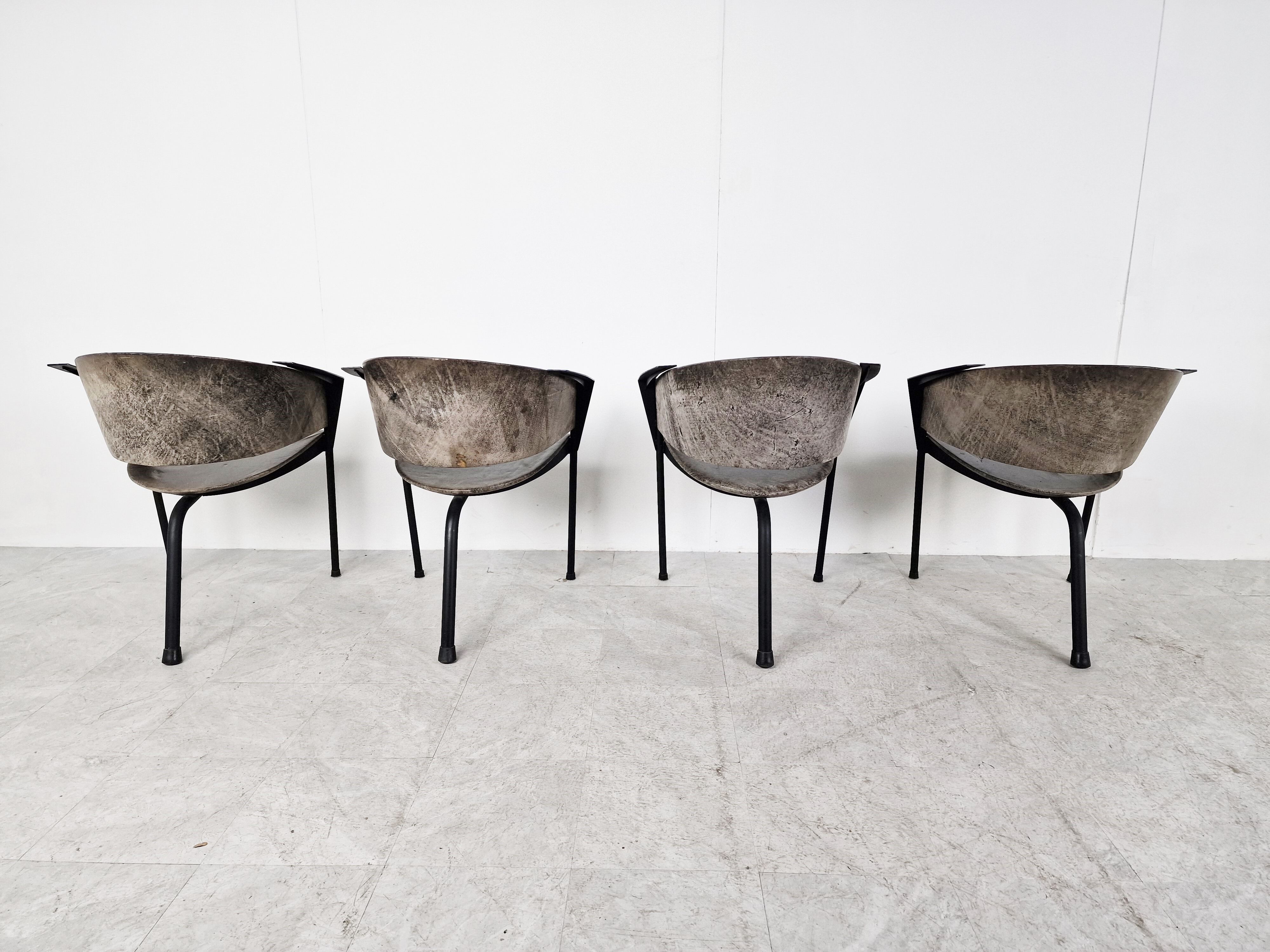 Vintage tripod armchairs, 1970s