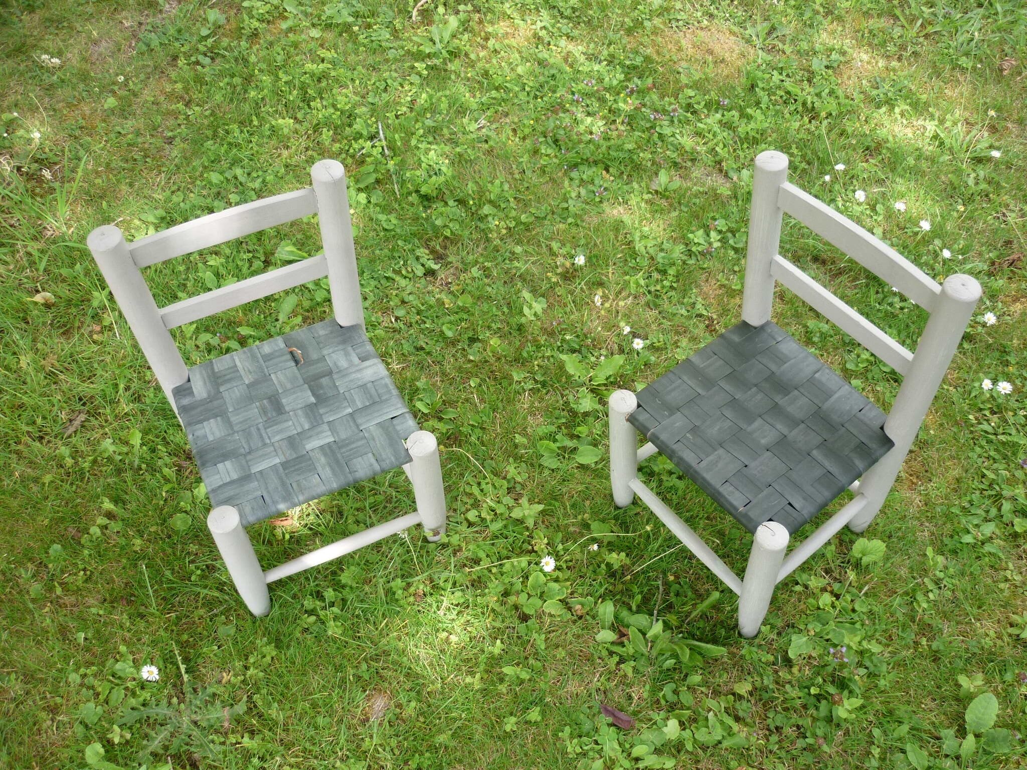 Wooden children's chair and seating in recycled air chamber