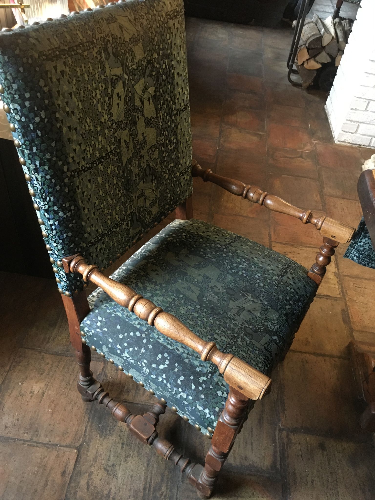 Monastery table - 9 chairs and 2 Louis XIII oak armchairs.