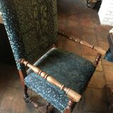 Monastery table - 9 chairs and 2 Louis XIII oak armchairs.